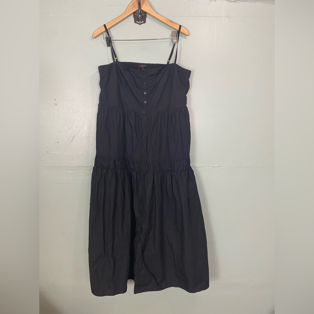 Quince Organic Cotton Poplin Spaghetti Strap Maxi Dress XL Black - Picture 1 of 7